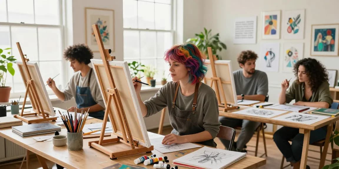 Creative artists collaborating in studio, showcasing nsfw-themed art and expressive techniques.
