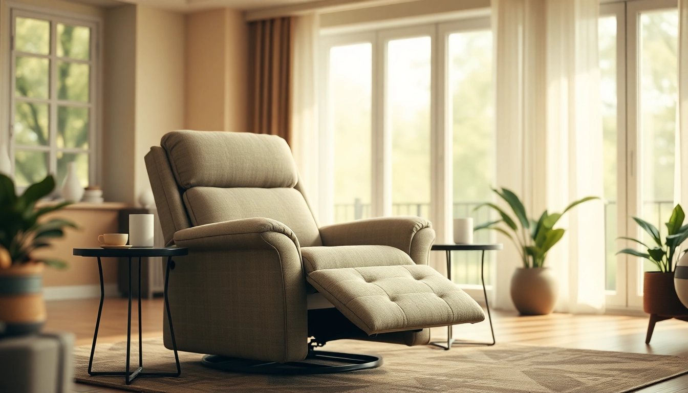 Comfortable reclining lift chair enhancing relaxation in a serene living room.