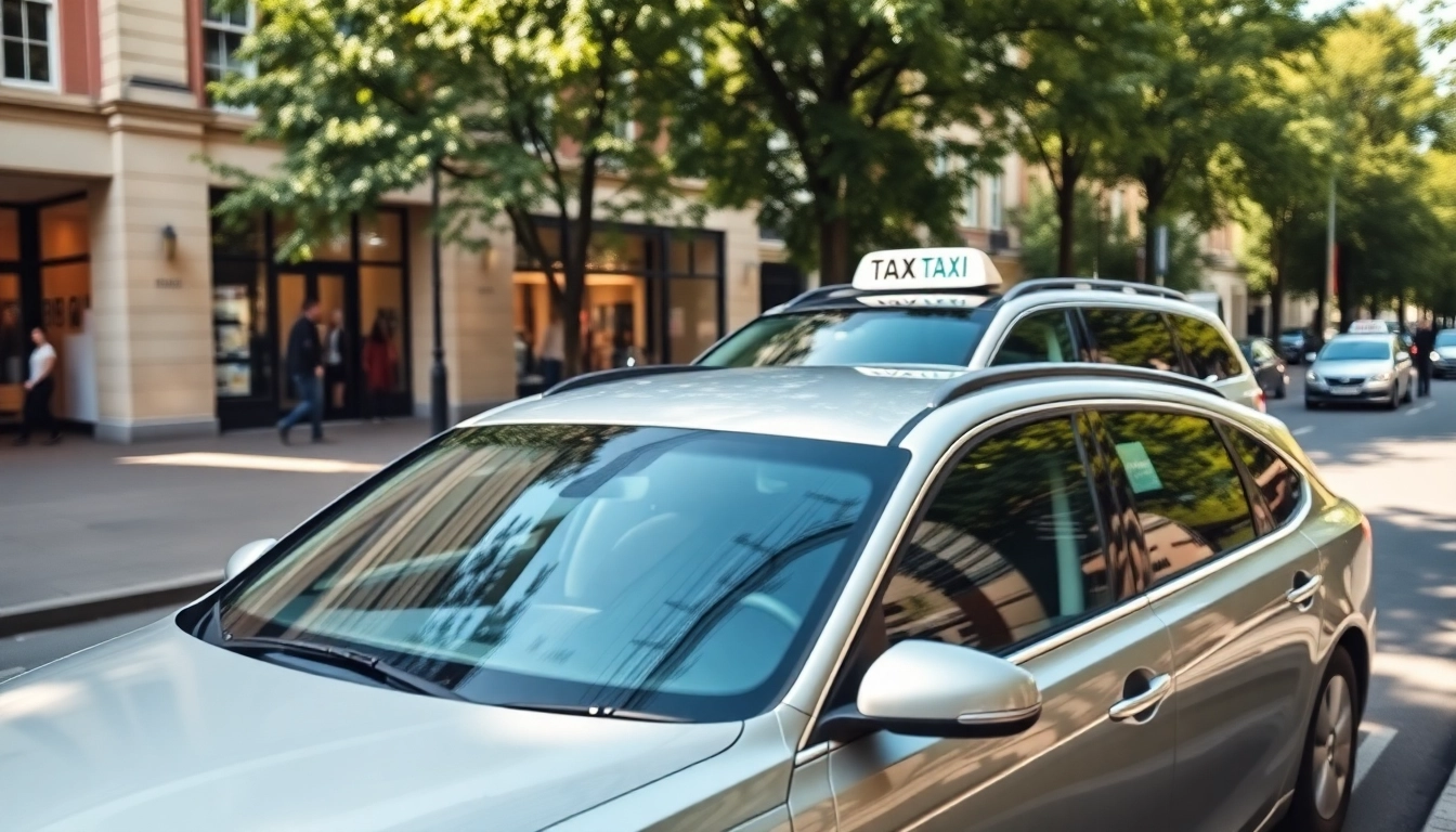 Catch a glimpse of a West Bridgford Taxi parked elegantly near a bustling street, radiating service excellence.