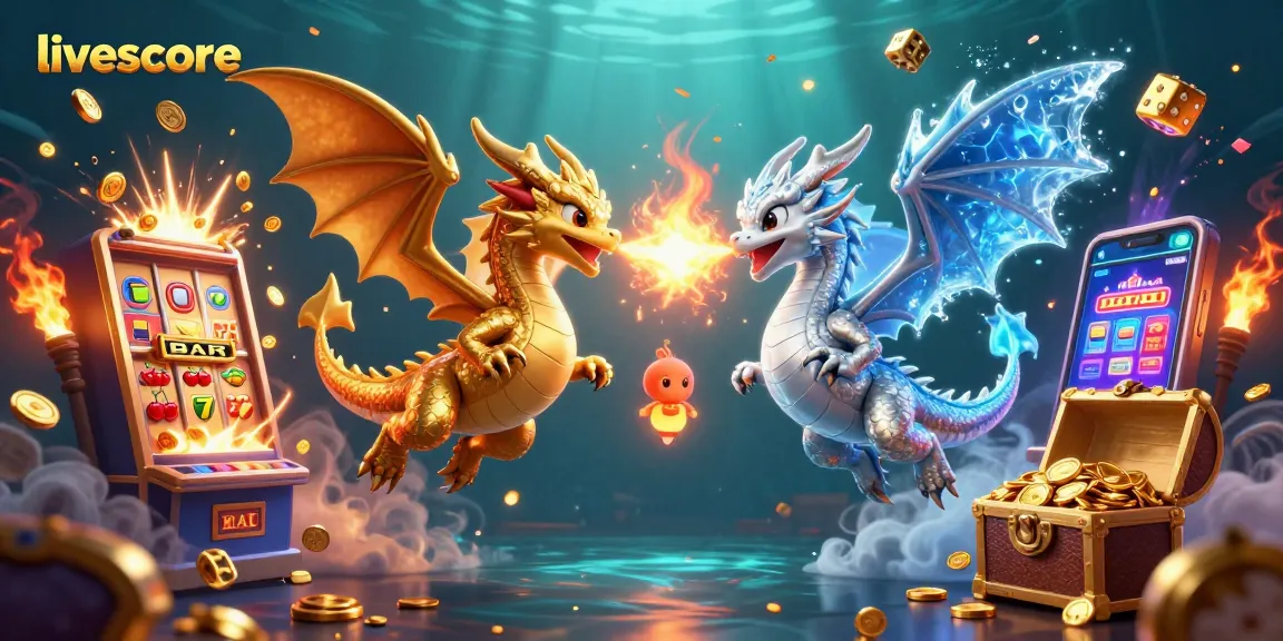 Experience thrilling livescore action as gold and silver dragons unleash fiery bets amidst dynamic casino elements.