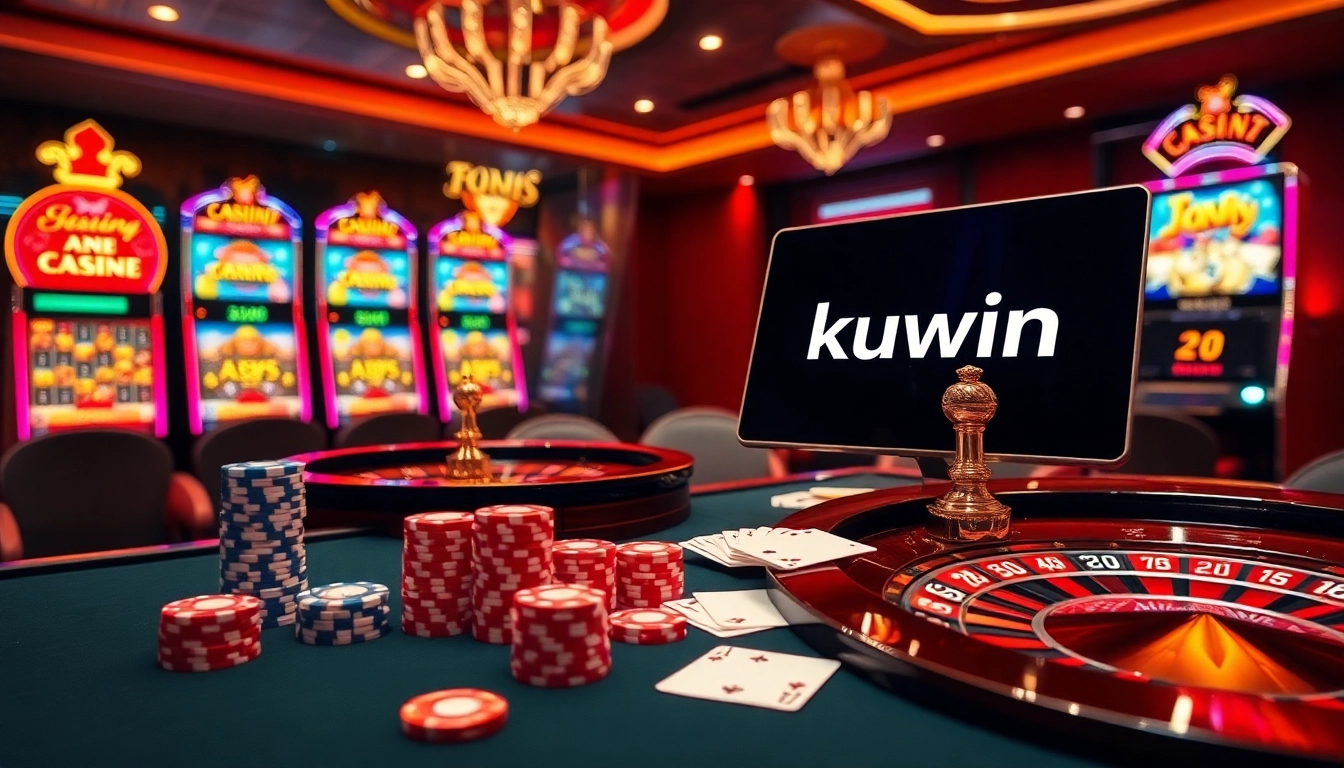 kuwin engages players with vibrant casino tables and exciting games in a luxurious setting