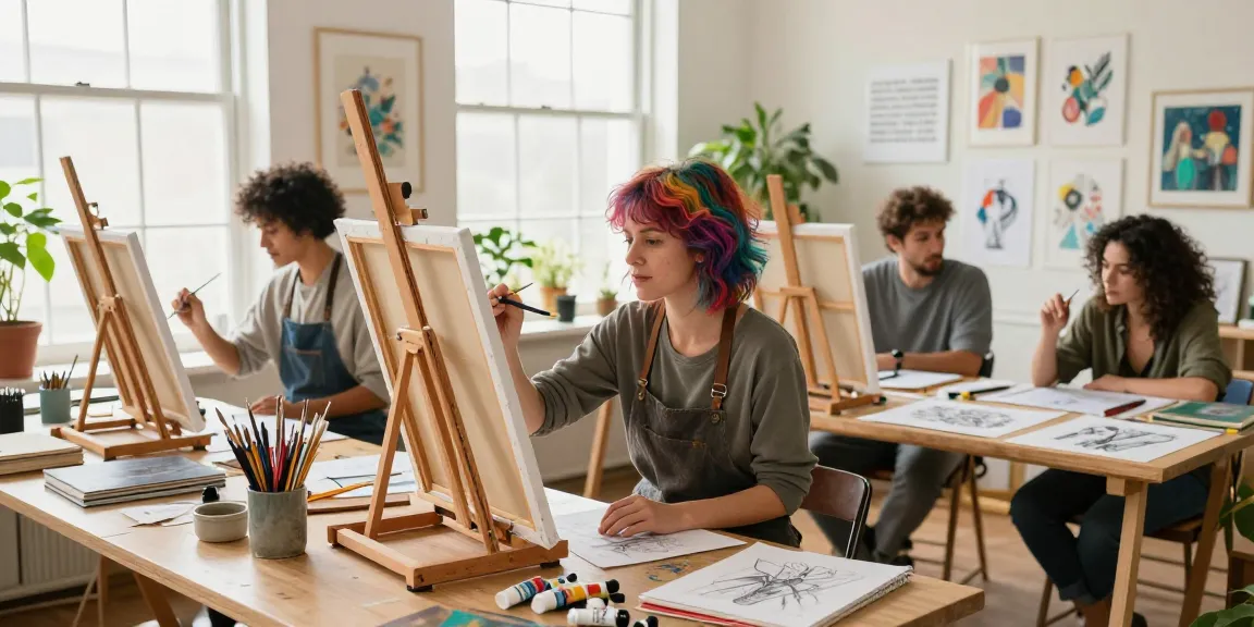 Creative artists collaborating in studio, showcasing nsfw-themed art and expressive techniques.