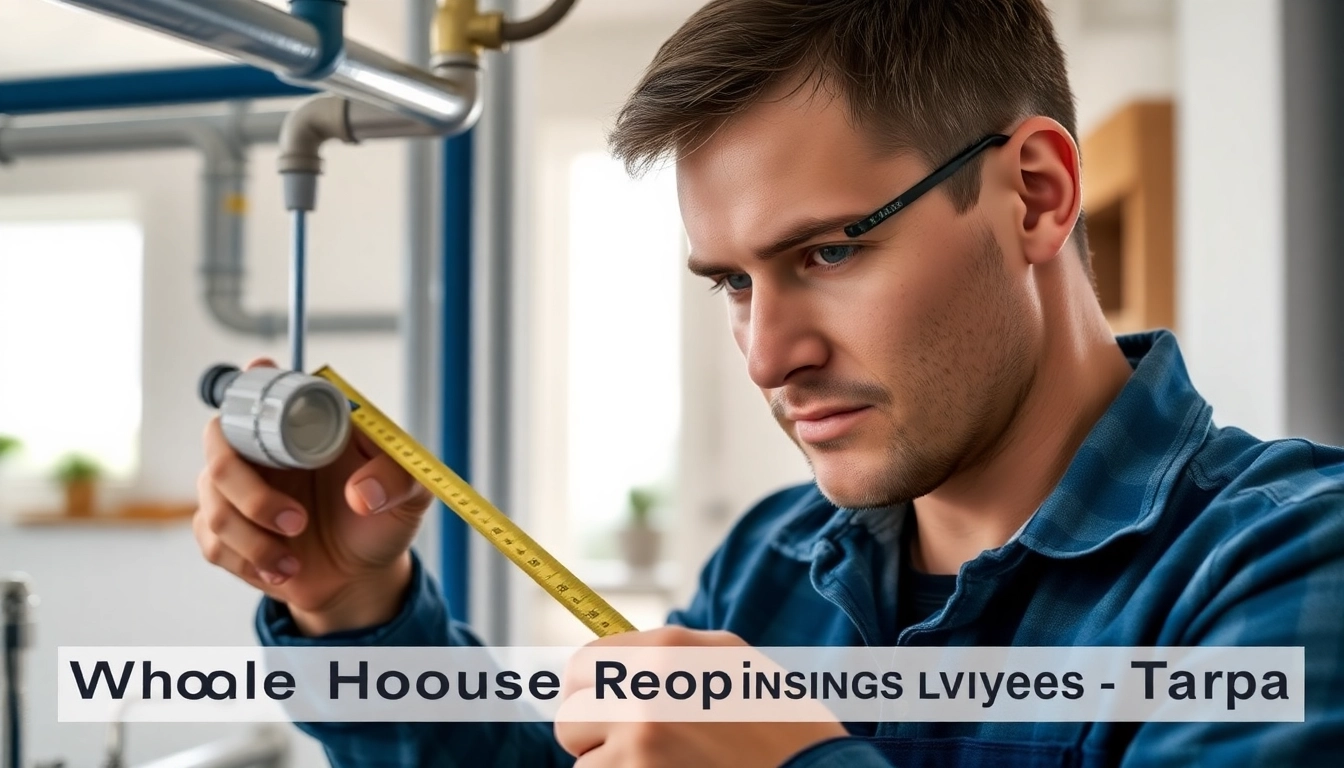 Experience whole house repiping services Tampa with a professional plumber inspecting pipes.