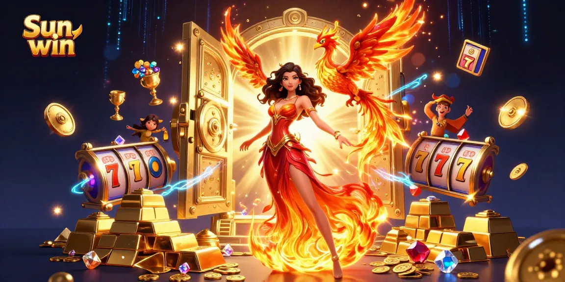 Experience Sun win's vibrant casino world filled with slot reels and winning treasures.