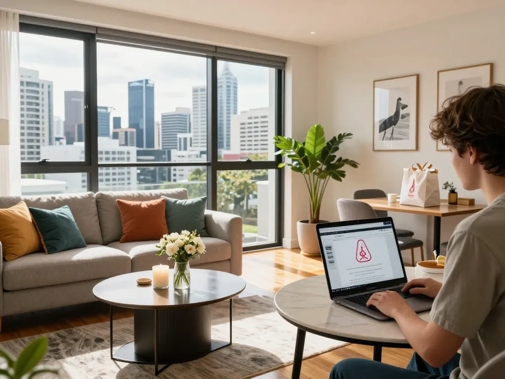 Brisbane rental apartment showcasing inviting living space, reflecting airbnb management brisbane with stylish decor and guest preparation activities.