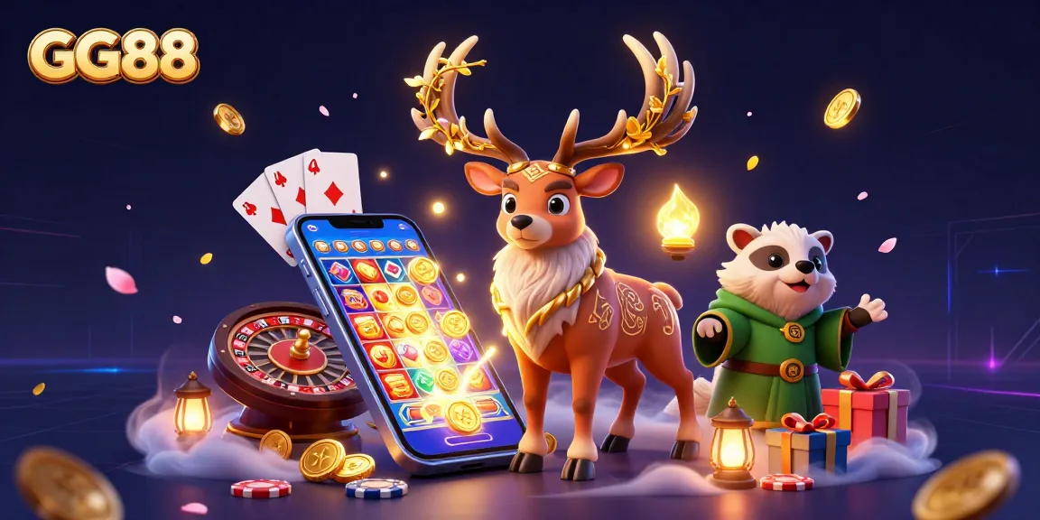 Engage with GG88's vibrant gaming experience featuring enchanting characters and dynamic casino elements.