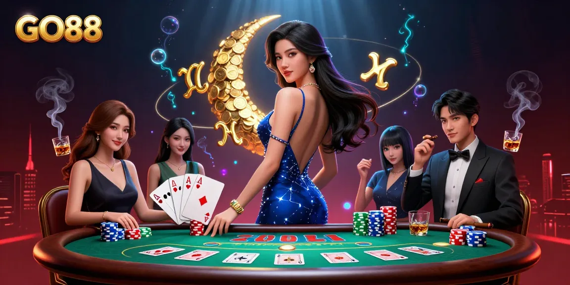 Engage in thrilling gameplay at GO88 with elite poker scene showcasing elegant atmosphere and vibrant details.