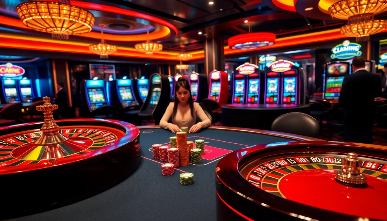 Experience the excitement of mm88 com with colorful poker chips and a roulette wheel in a luxurious casino setting.