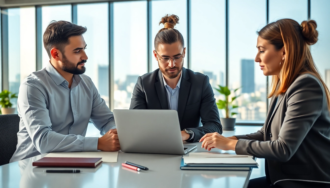 Complete the eta uk application form with focused individuals in a bright office setting.