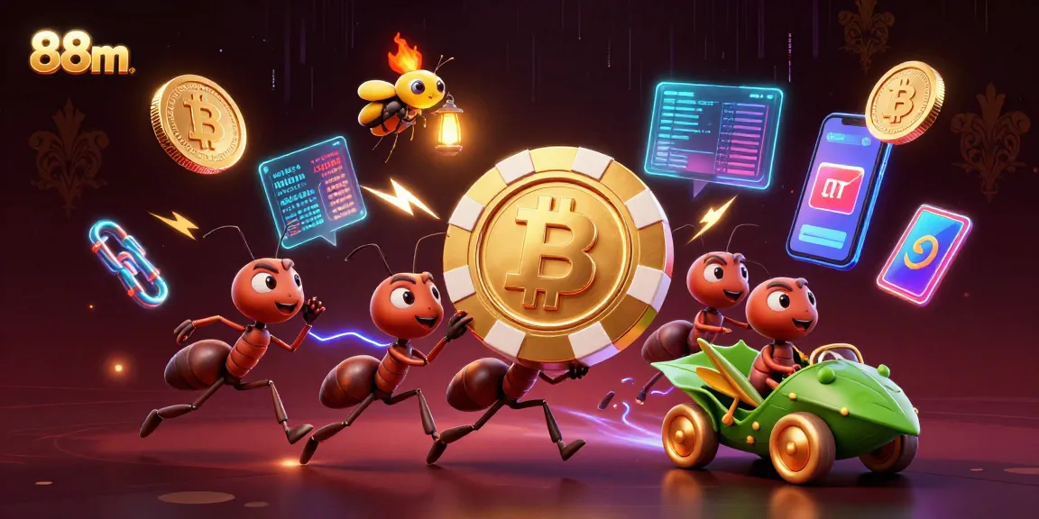 Experience thrilling wins with 88m's vibrant heist featuring glowing crypto elements.