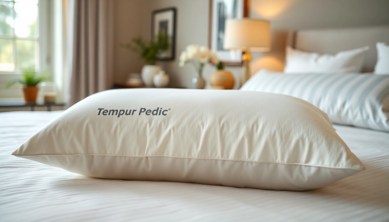 Luxurious Tempur Pedic pillow displaying ergonomic design on a beautifully made bed.