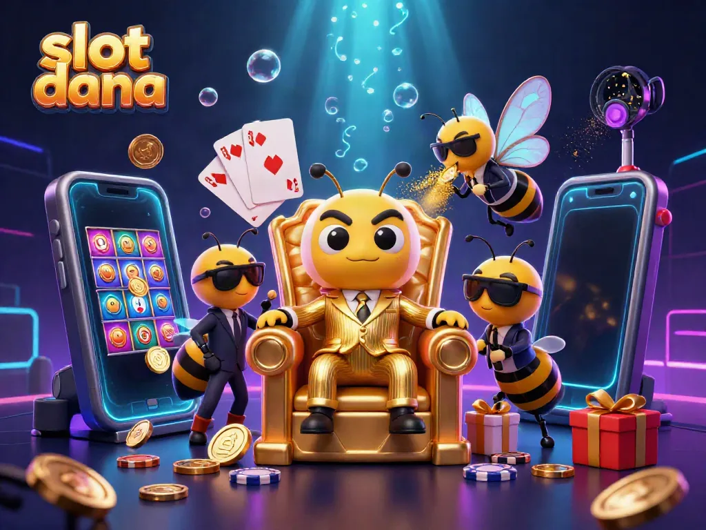 Engage with slot dana through an exciting scene featuring a bumblebee boss in a casino throne.