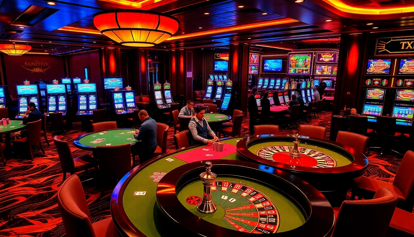 Engaged players at a luxurious casino scene depicting the excitement of gambling at https://www-tk999.net/ with vibrant visuals.