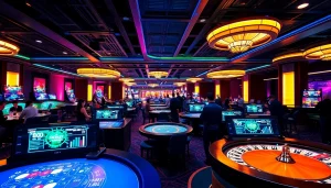 Experience the thrill of live gaming on okvipwin.live with vibrant, engaging casino visuals showcasing interactive table games.