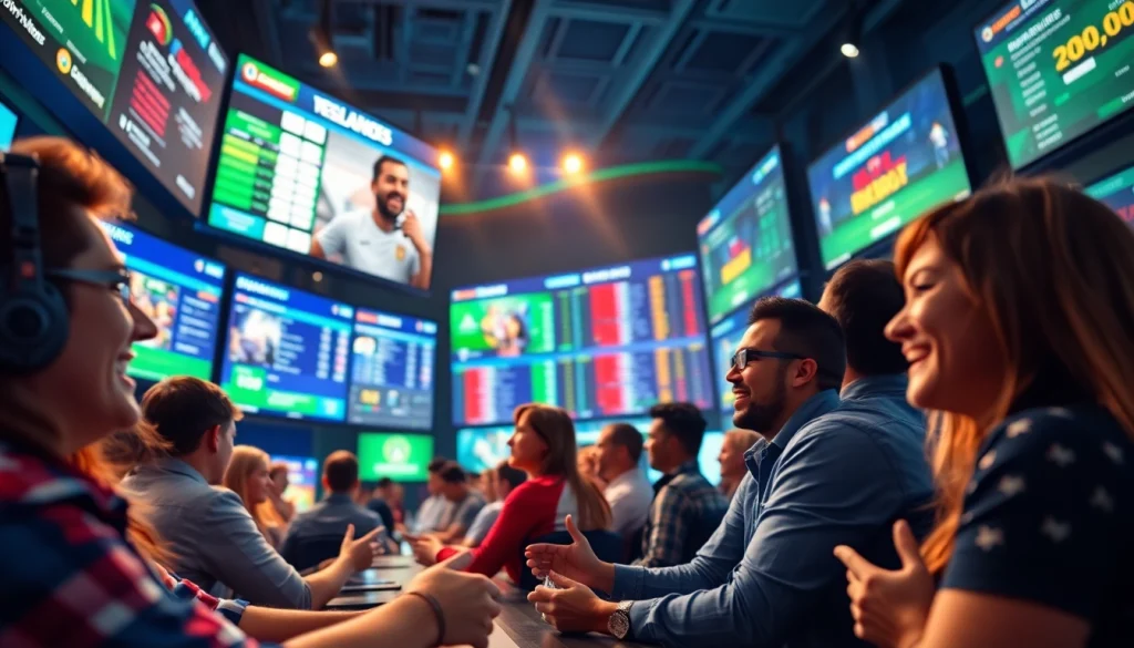 Exciting online gambling experience at sbobet.dance with enthusiastic players engaging in various games.