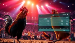 Exciting cockfighting event at sv368win.live with detailed roosters and betting interface.