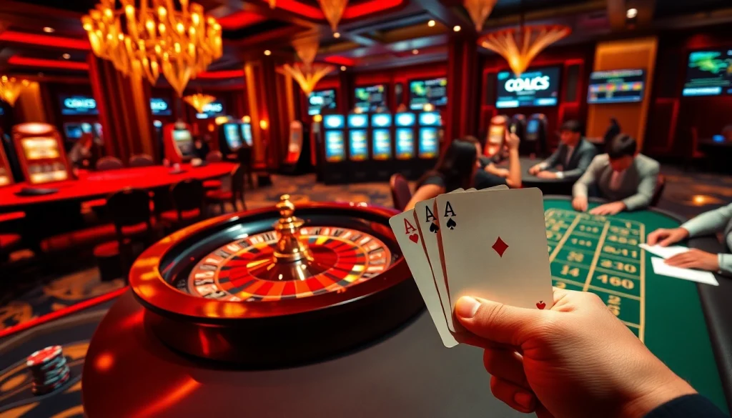 Engaging casino action with poker hands and a roulette wheel from http://2b8.network/.