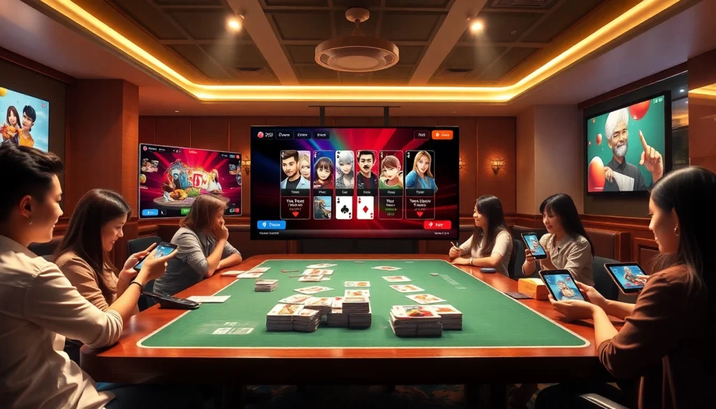 Engaging online gaming interface featuring topgamebaidoithuong.mx with users enjoying card games.