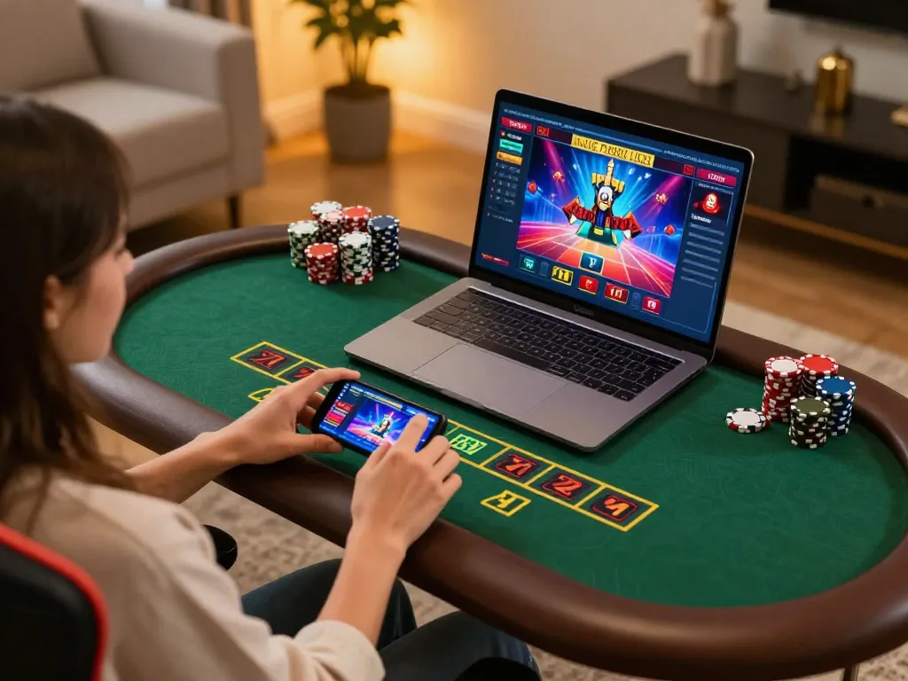 Engaging scene of a user playing games on go8 com, highlighting interactive online gaming experience.