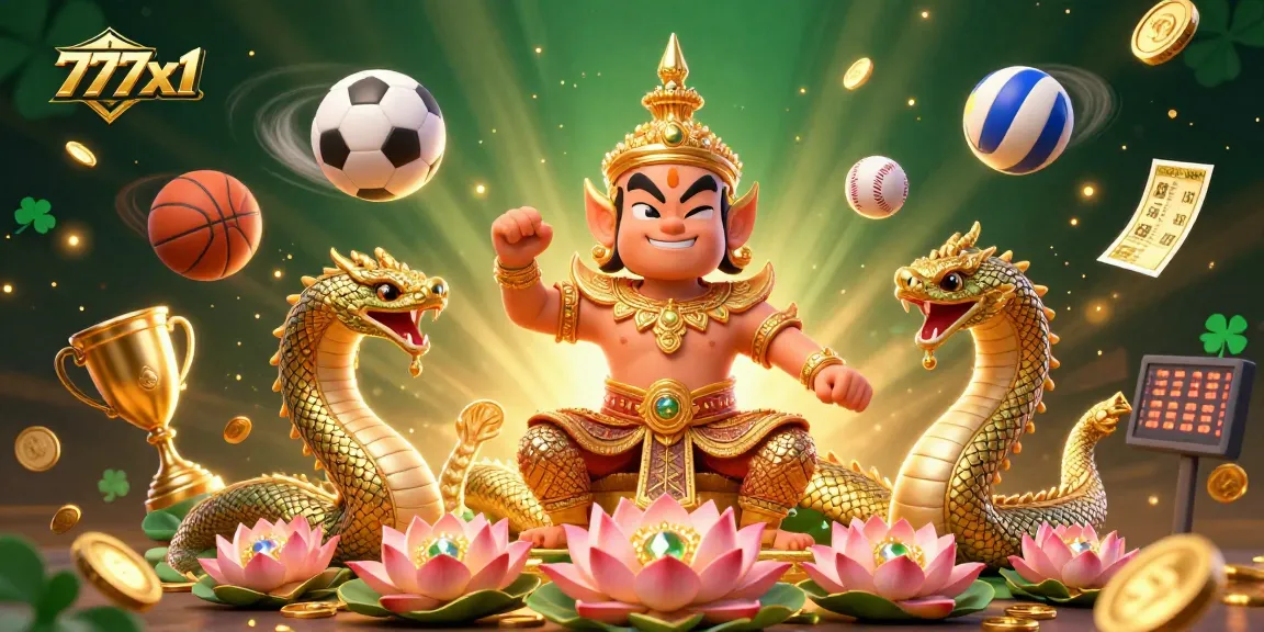 Engage in thrilling gameplay at 777x1 with sports elements, characters, and vibrant winning opportunities.