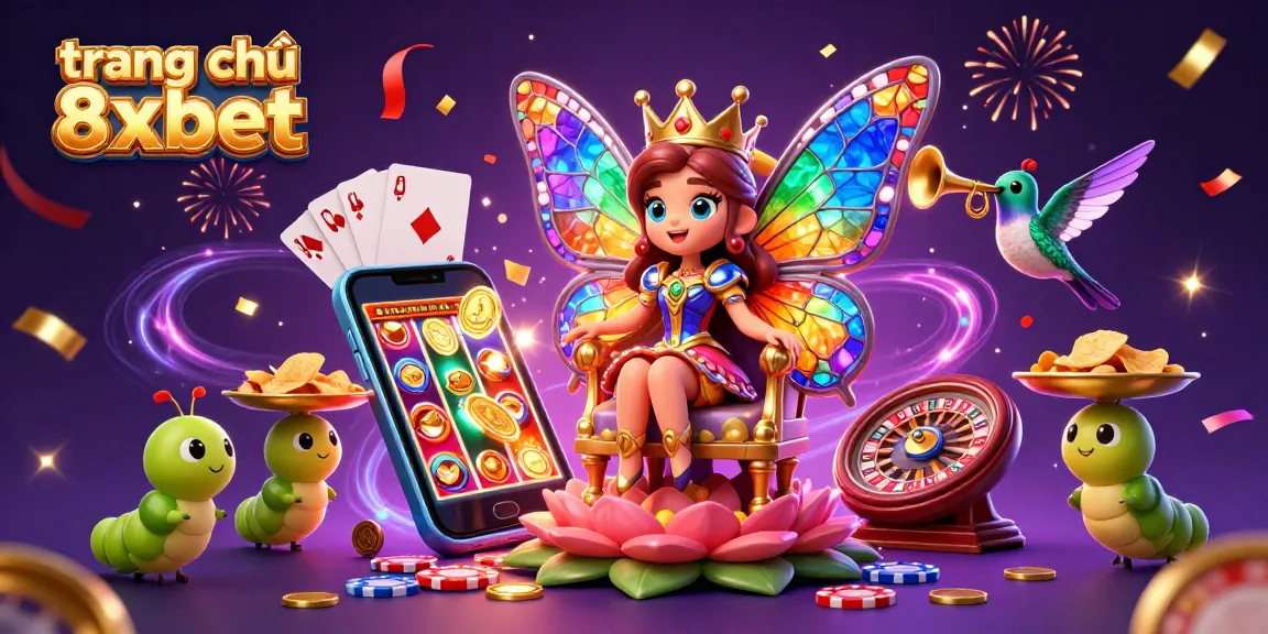Experience the excitement on trang chủ 8xbet with vibrant gaming elements and characters celebrating wins!